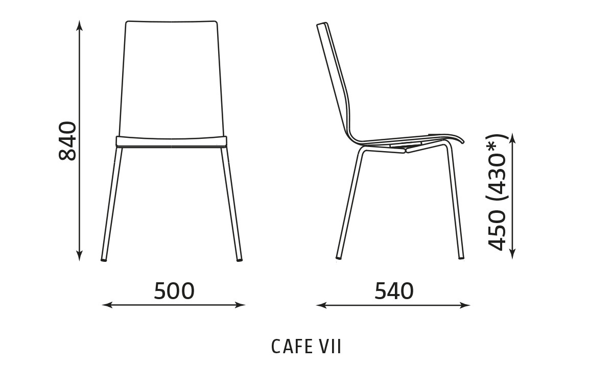 Wymiary krzesła Cafe VII